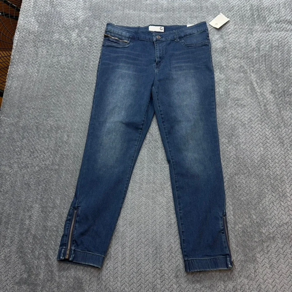 G‎ by GUESS Sandra Jogger Womens 32x26 Blue Dark Wash Mid Rise Ankle Zip NWT